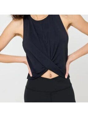 NWT Spiritual Gangster  M/ L Crop Tank Top Womens Black Maci Twist Mesh Back Blk